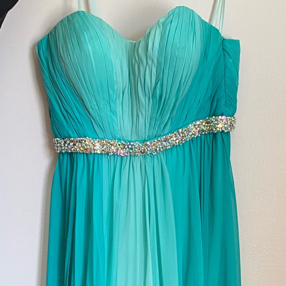 La Femme Teal Prom Dress